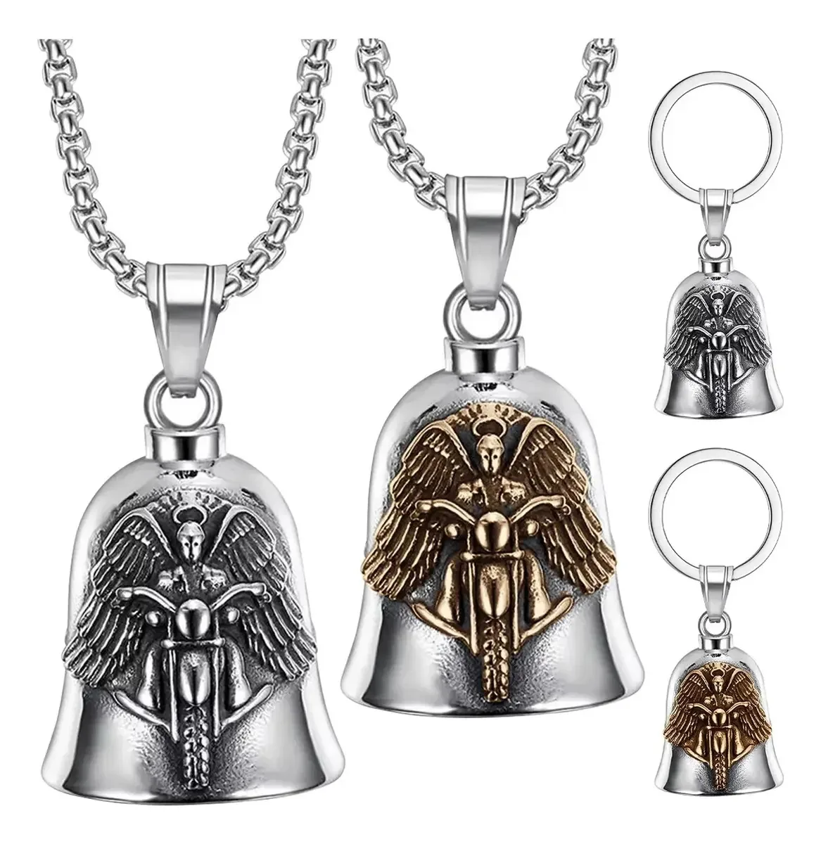 Beayungry, 2 peças de amuleto Bell Biker Motorcycle Guardian Bell Gift, presente masculino e feminino de Dia dos Namorados