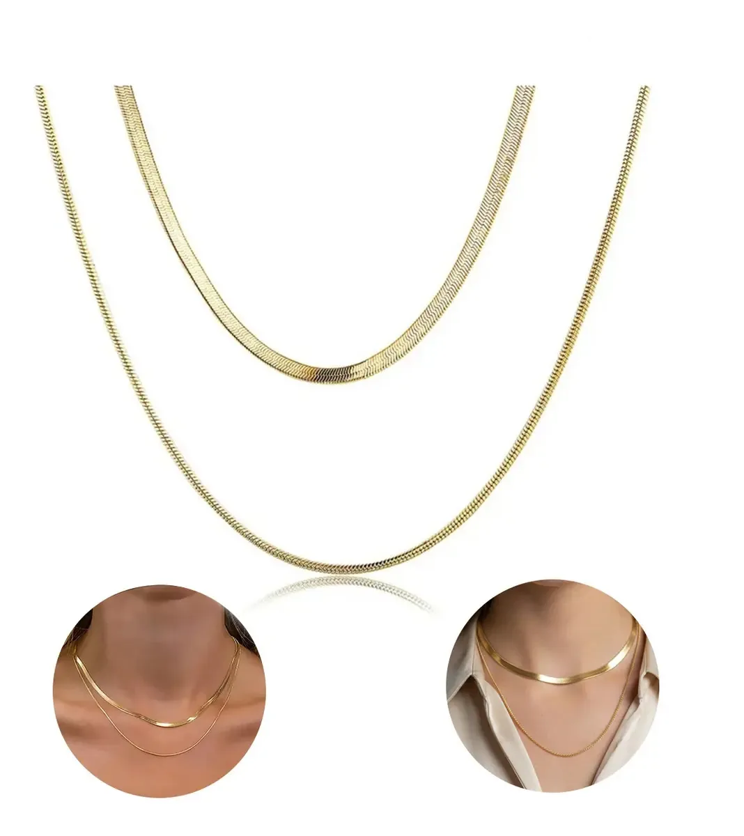 Colar feminino multicamada Aokun, corrente de joias e acessórios de ouro 14k, dourada