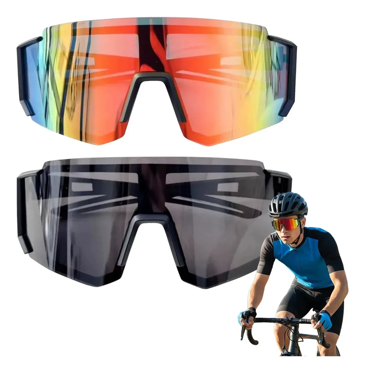 Óculos de sol esportivos Gouruzi, 2 peças para proteção UV400 unissex