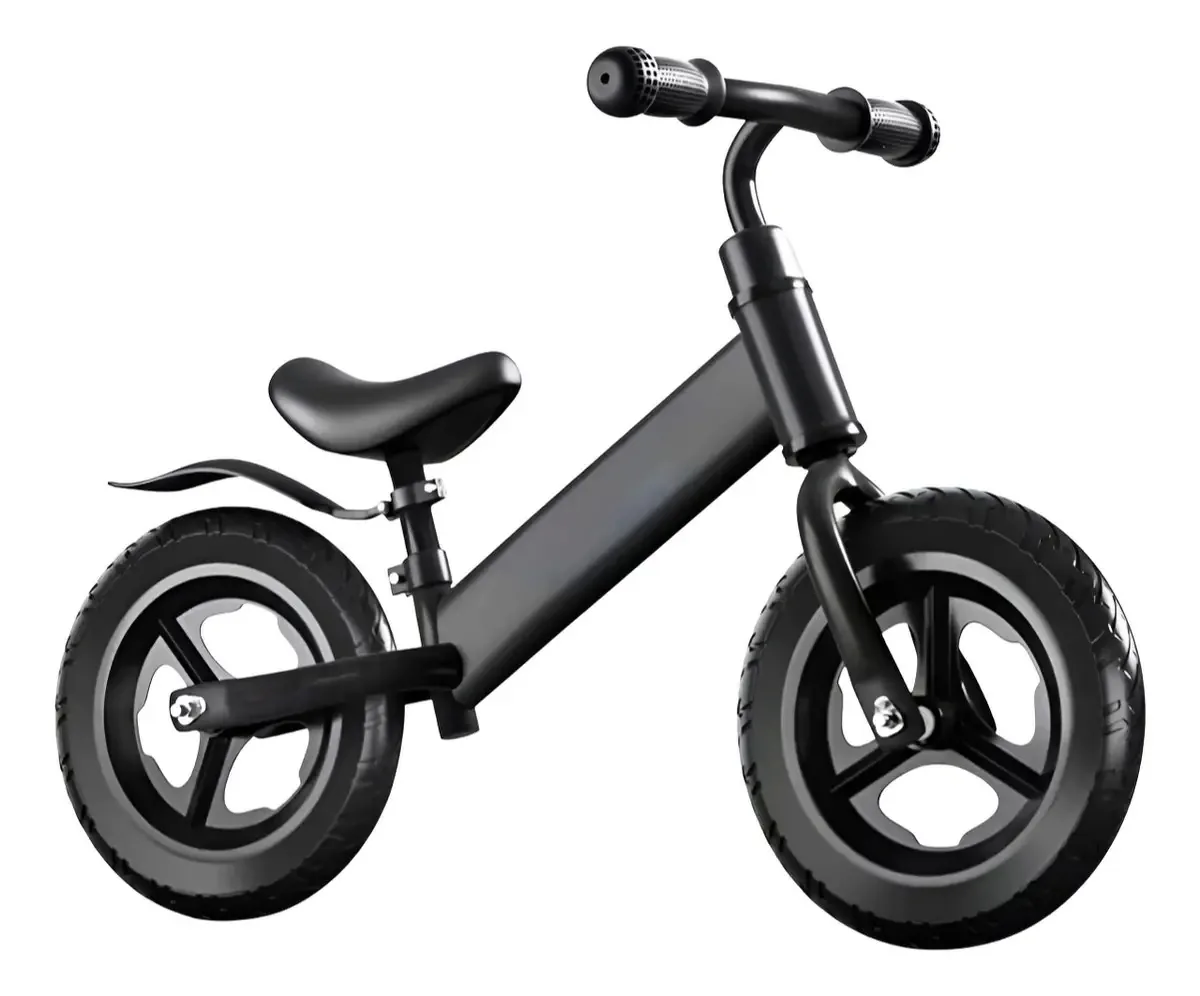 Bicicleta de equilíbrio sem pedais para crianças de 12" - preta