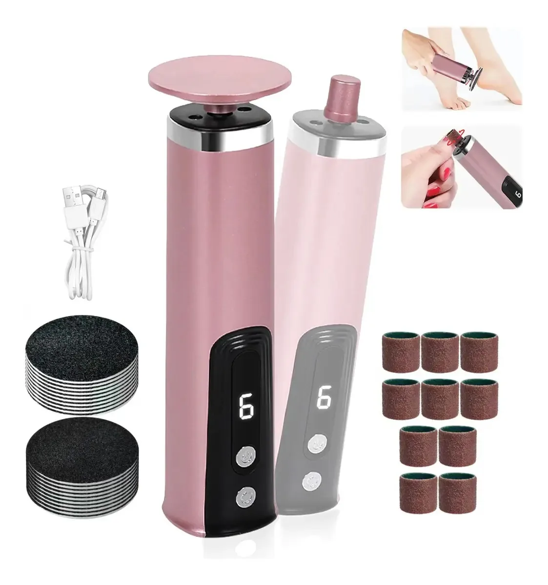 Esfoliantes e arquivos eletrônicos para manicure e pedicure Fitpolo Lixa elétrica para pés x 1