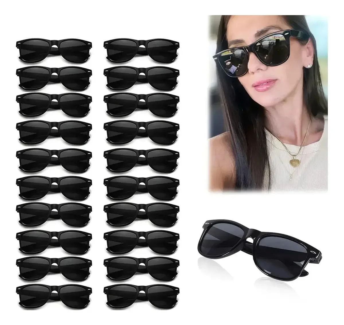 Caixa de 24 lentes pretas retrô baratas por atacado Do Business Color Black Lens Black Rod Black Frame Black Frame Black Dncoboycolo