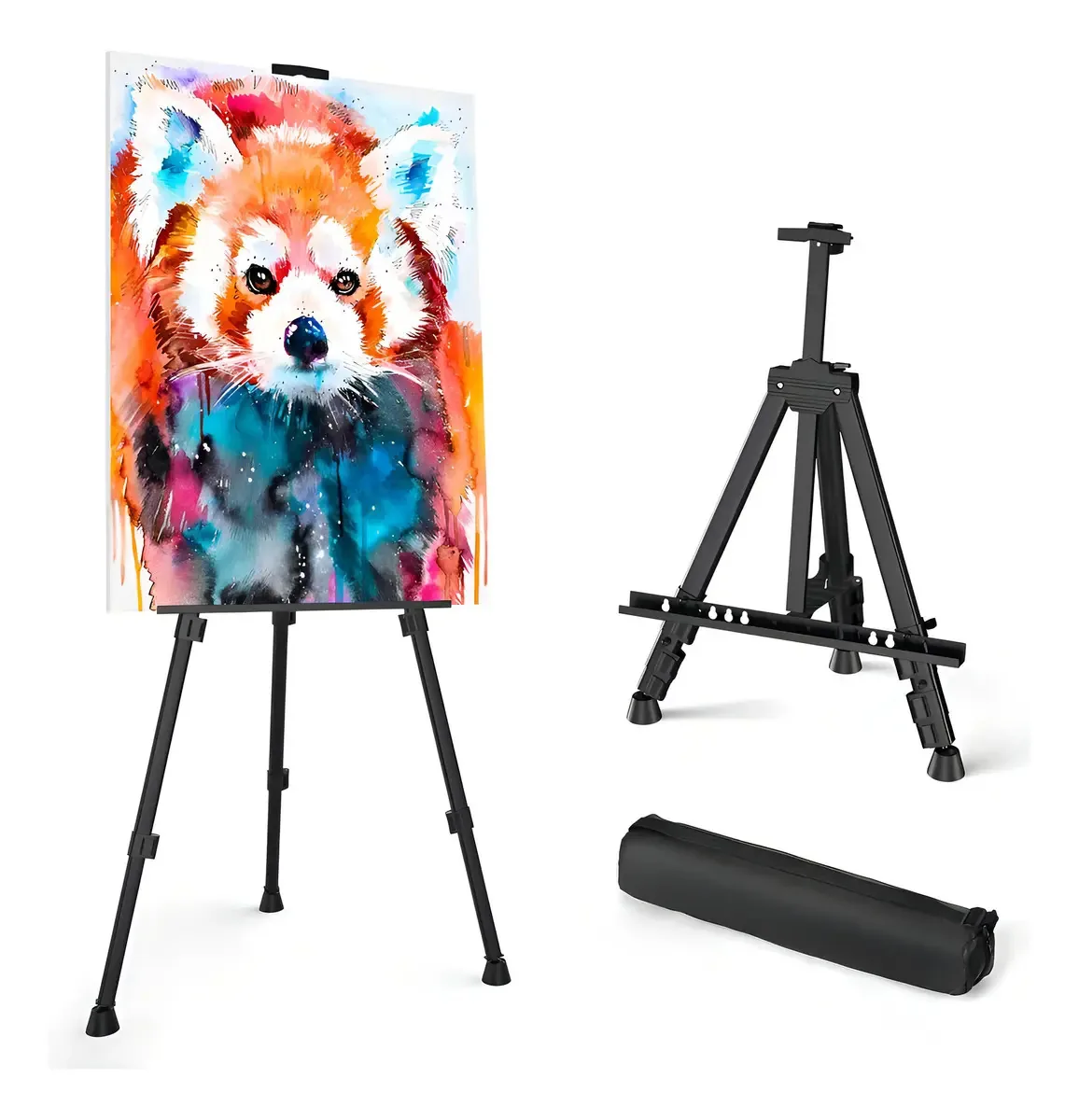Cavalete Pintura Quadro Telescópico Grande 1,65m Tela45/85cm Preto