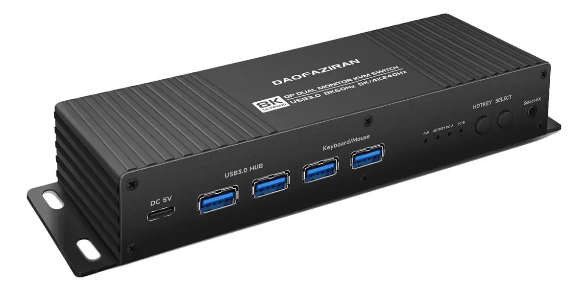 KVM Switch DisplayPort 2 Monitores 7 Computadores