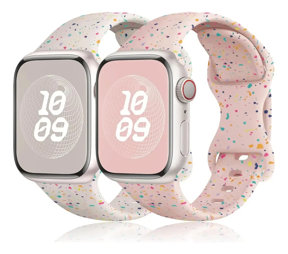 2 pulseiras para relógios Apple Iwatch 38 49 mm de largura da pulseira de silicone doce 23 cm, cor Starlight/Pink 38/40/41 mm