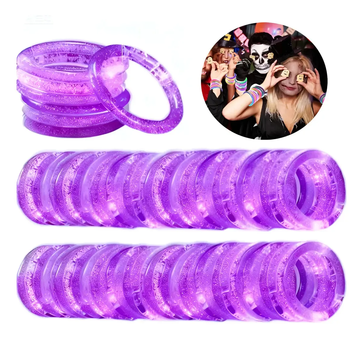 50 pulseiras LED do Partido da Independência com baterias violetas