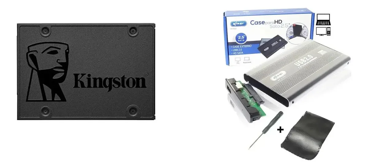 Hd Externo - Ssd Kingston A400 120gb + Case Usb 3.0 Sata 3 Cor Cinza-escuro