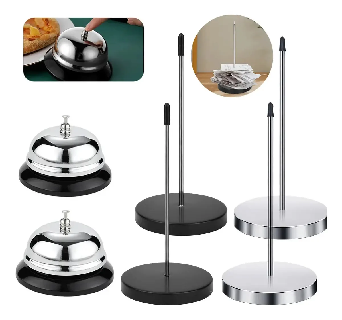 4 espetos para pedidos de restaurantes com 2 sinos
