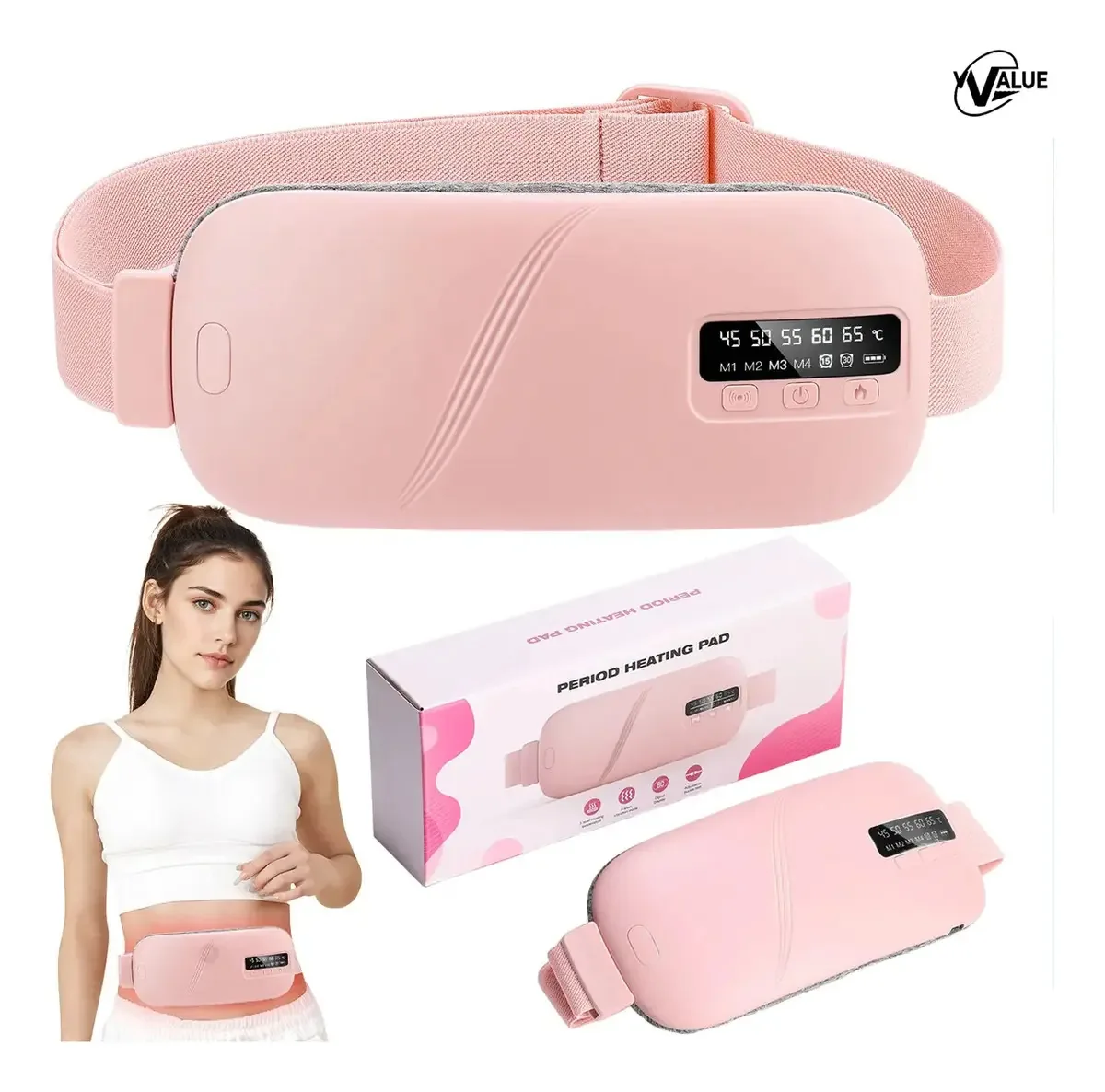 Cinto elétrico de aquecimento para alívio de cólicas menstruais/a última atualização com cinto protetor de aquecimento por massagem vibratória Vrvalue