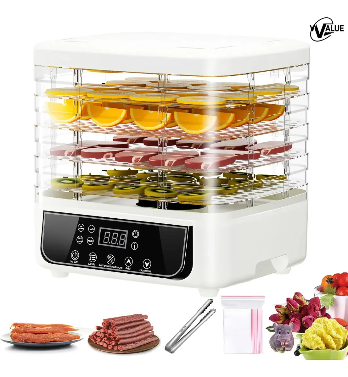 Nova atualização: secador inteligente de carne de frutas, desidratador para alimentos, várias funções de menu, inclui frutas e vegetais desidratados, ervas medicinais e complementos alimentares