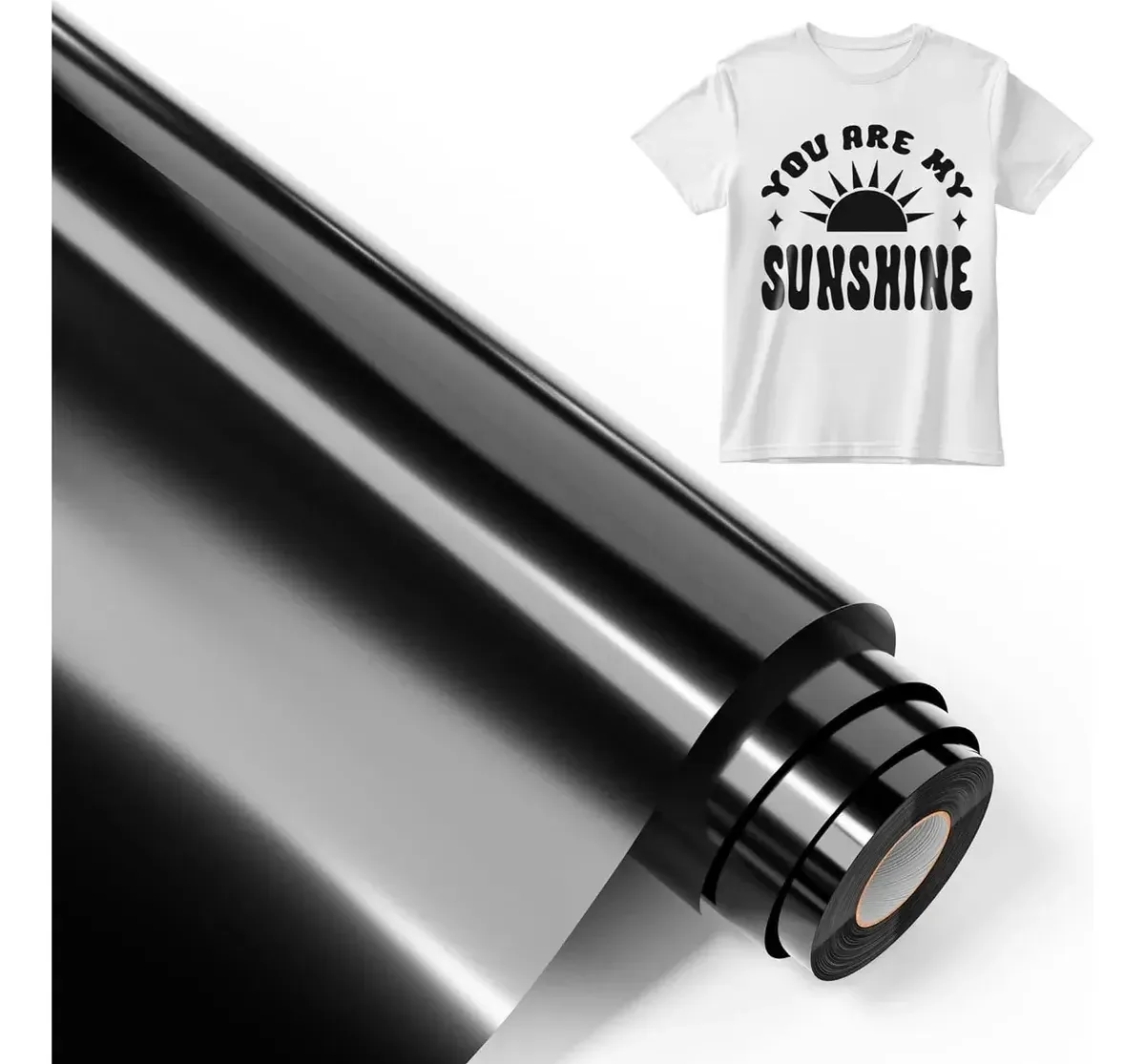 Vinil têxtil básico em PVC 30,5 x 600 cm para camisetas têxteis pretas