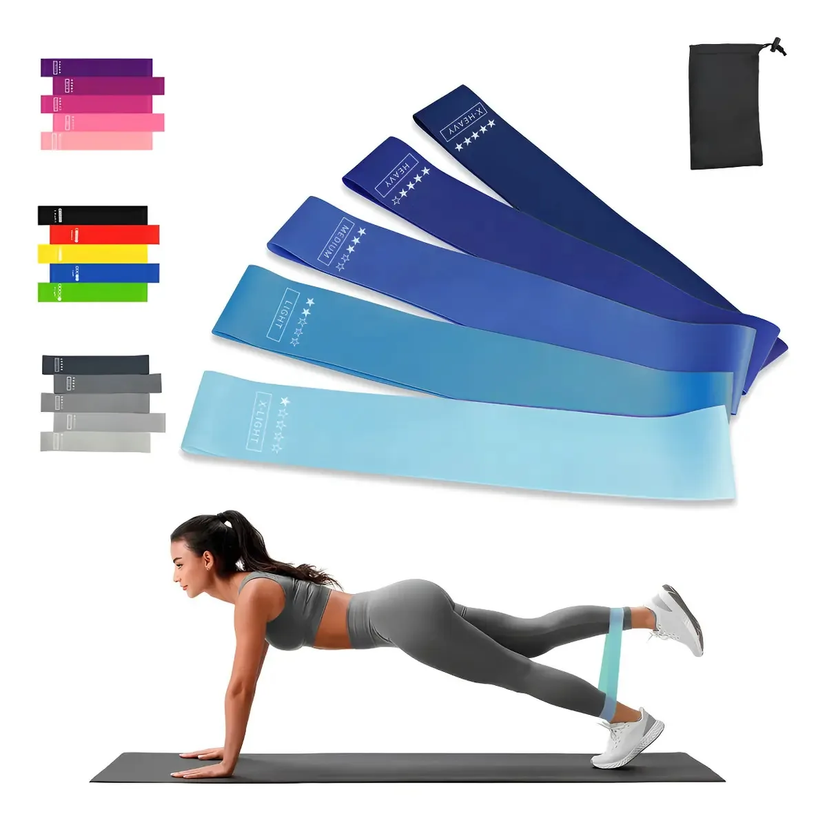 Bandas elásticas para exercícios, faixas de resistência, Pilates, azul marinho