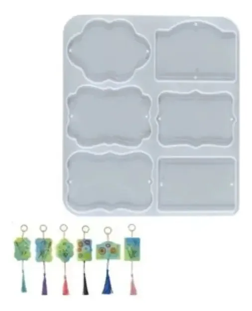 Molde de pôsteres de silicone x 6 chaveiros de resina de gesso em cor de água