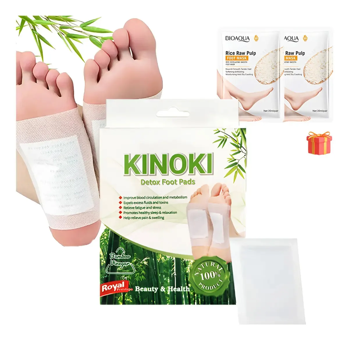 Os adesivos corporais desintoxicantes Kinoki 100 se aplicam aos pés