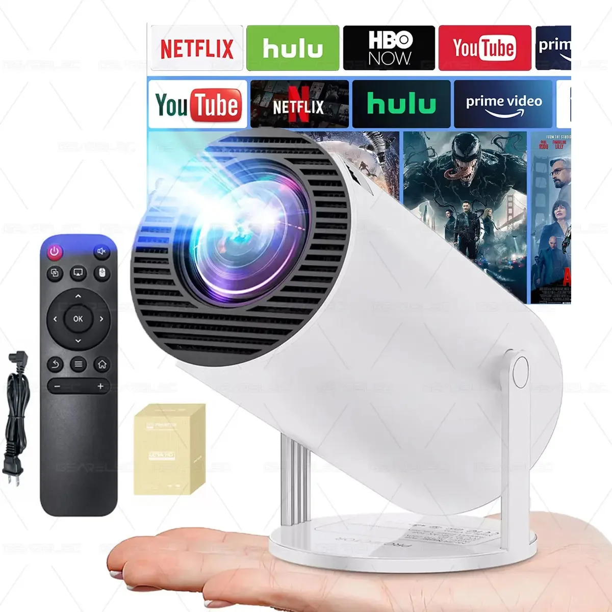 Mini projetor Hy300 Pro 1080p 4k Wifi White Portátil Smart TV Gearelec Mini Projetores com HDMI