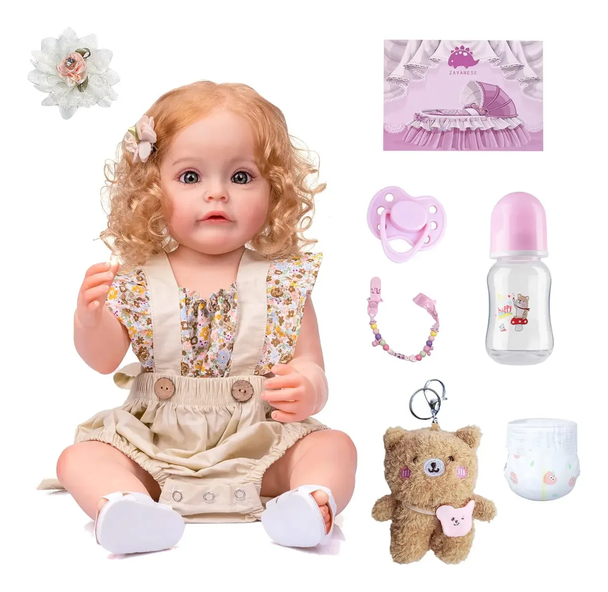 Jmjn Bebê Reborn 55cm Menina - Boneca Reborn Siliconado, Cabelo Loiro, Vestido Amarelo, Corpo Articulado