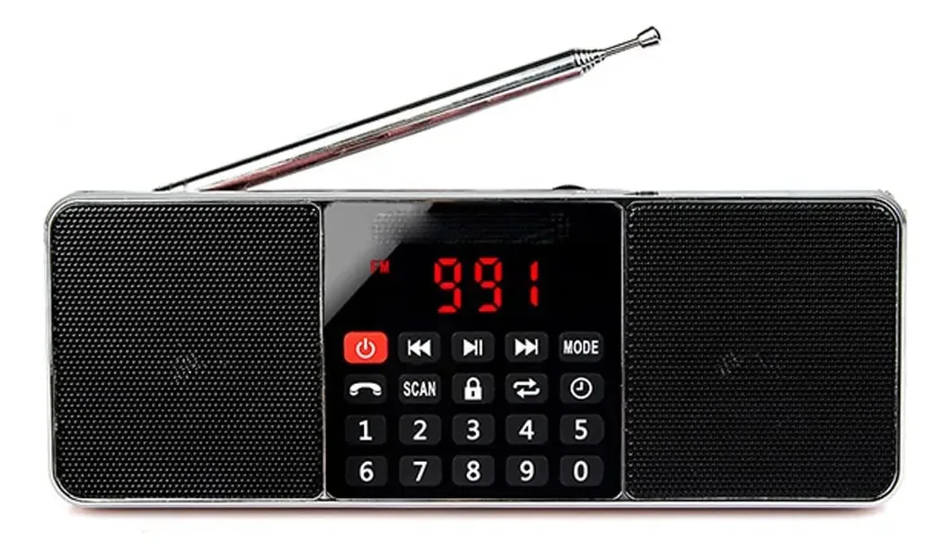 Rádio portátil Ekbbbye Rádios Am Fm Alto-falantes estéreo recarregáveis Receptor de rádio FM em MP3 player, 7 x 2,6 x 1,2 polegadas