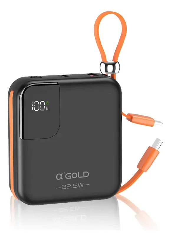 Carregador Portátil Power Bank 10.000mah Universal Display Cor Laranja Preto