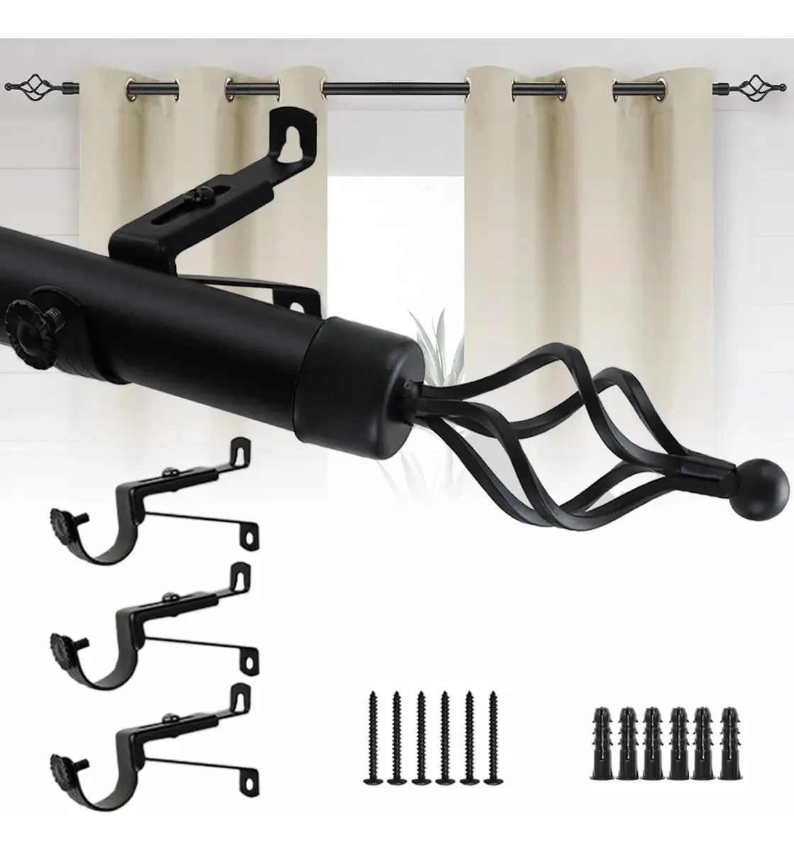 Varão g-extensível comprimento mínimo 80cm comprimento máximo 3m Folira G-Ajustable preto