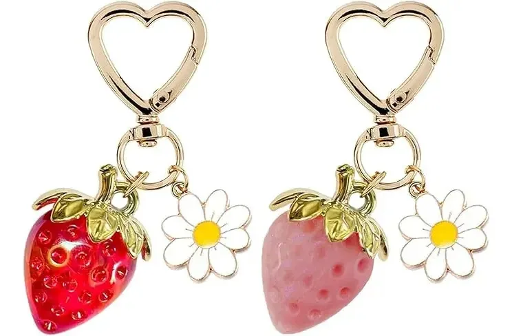 Chaveiros de morango Chaveiros elegantes para mulheres, presente