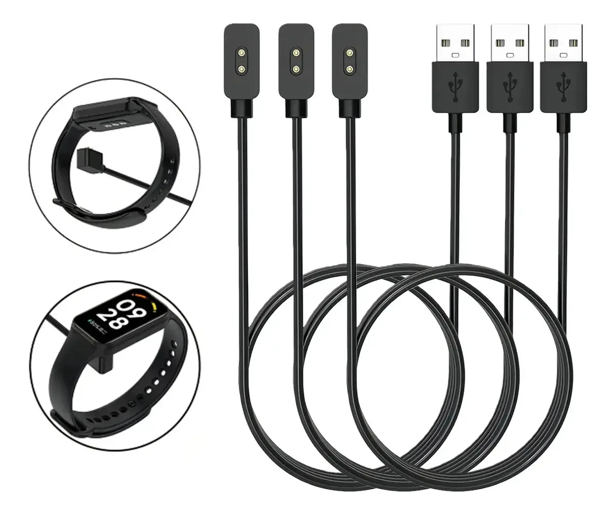 Carregador USB magnético de 1 m para Xiaomi Band 9/8 e Redmi Black, carregador Smartwatch Iman, carregador de relógio inteligente, carregador de relógio Redmi