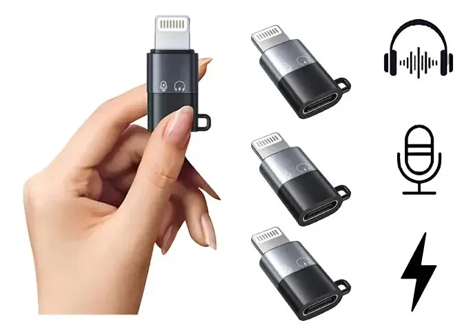 Adaptador USB masculino feminino de 3 peças para iPhone, adaptador de memória celular de áudio