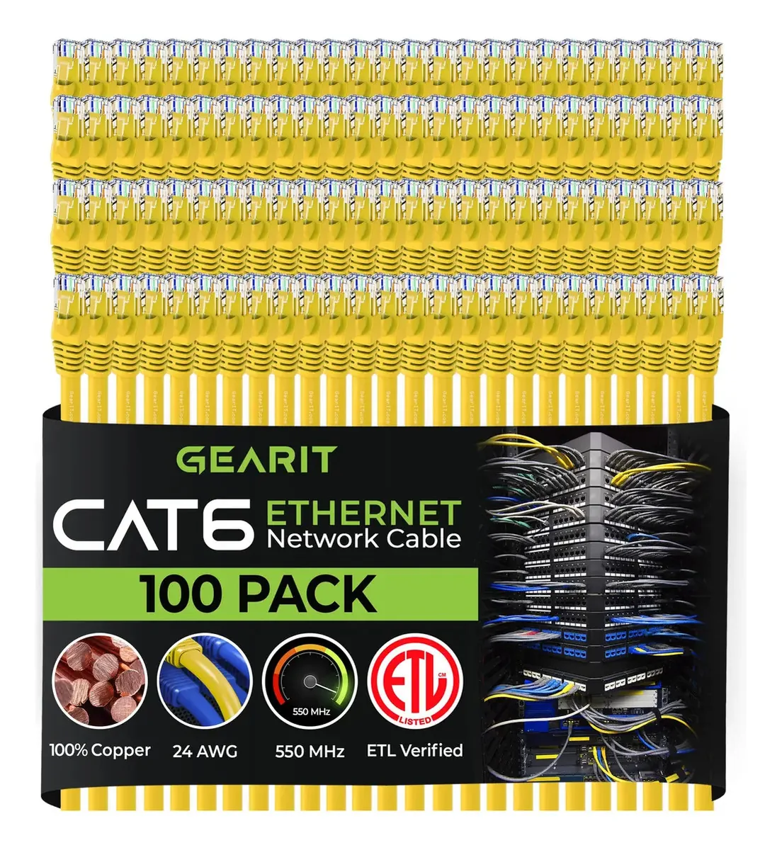 Pacote de cabos Ethernet Gearit Cat 6 Cat6 Patch sem E