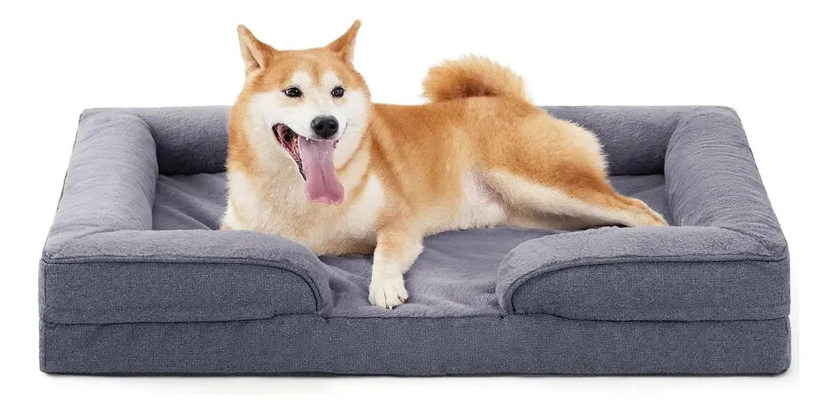 Camas ortopédicas para cães grandes Design de sofá de espuma cinza de 38"