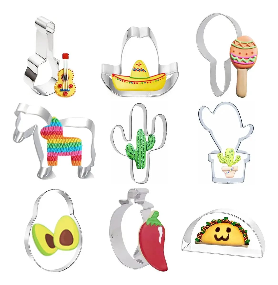 Conjunto de 9 cortadores de biscoitos Cinco De Mayo, fatiados