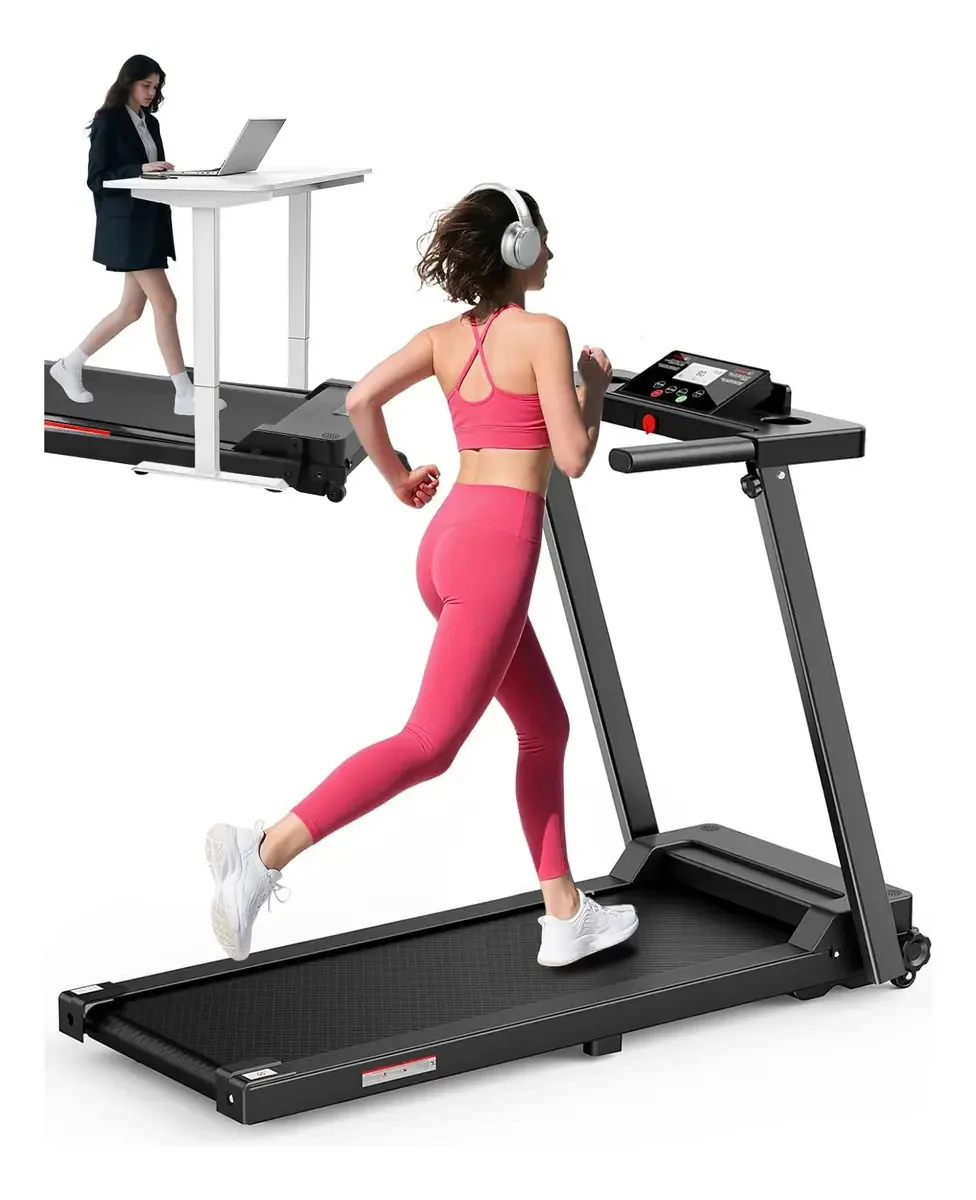 Esteira elétrica dobrável de 1 a 12 km/h e 2 cv com tela LCD, programas de treinamento, suporte para celular e porta-copos, ideal para exercícios em casa