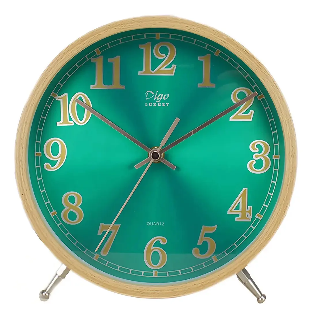 Relógio de mesa moderno de 20 cm, silencioso e decorativo, verde