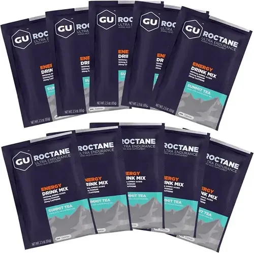 Sobre Mix de bebidas energéticas Gu Roctane Energía Chá Libertator Sabor Summit 35 mg de cafeína em po