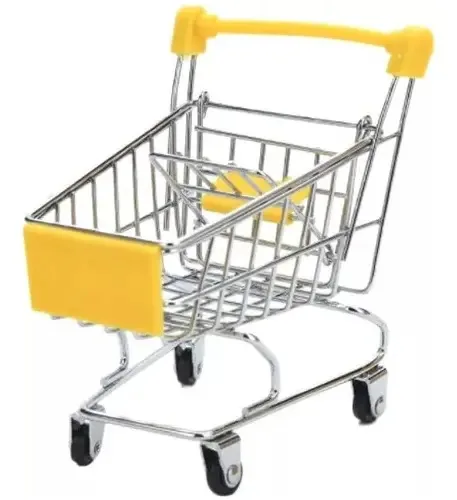 Mini Grocery Trolley Metal Toy Decoration Children Color Amarelo