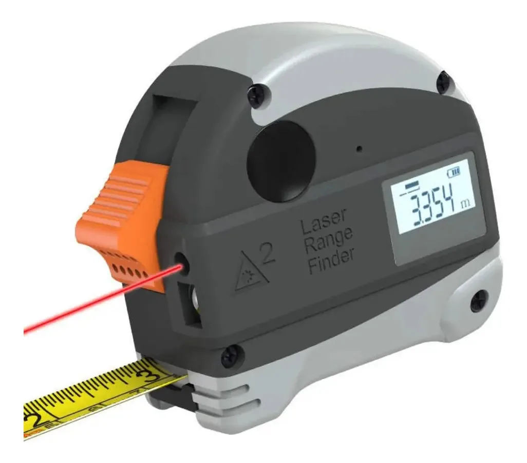 Telêmetro a laser digital LCD 40m 2in1, fita recarregável de 5M