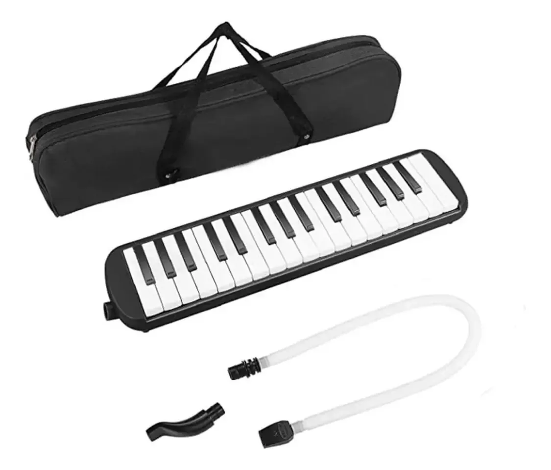 Estojo escolar Melodica de 32 teclas e acessórios de teclado - preto