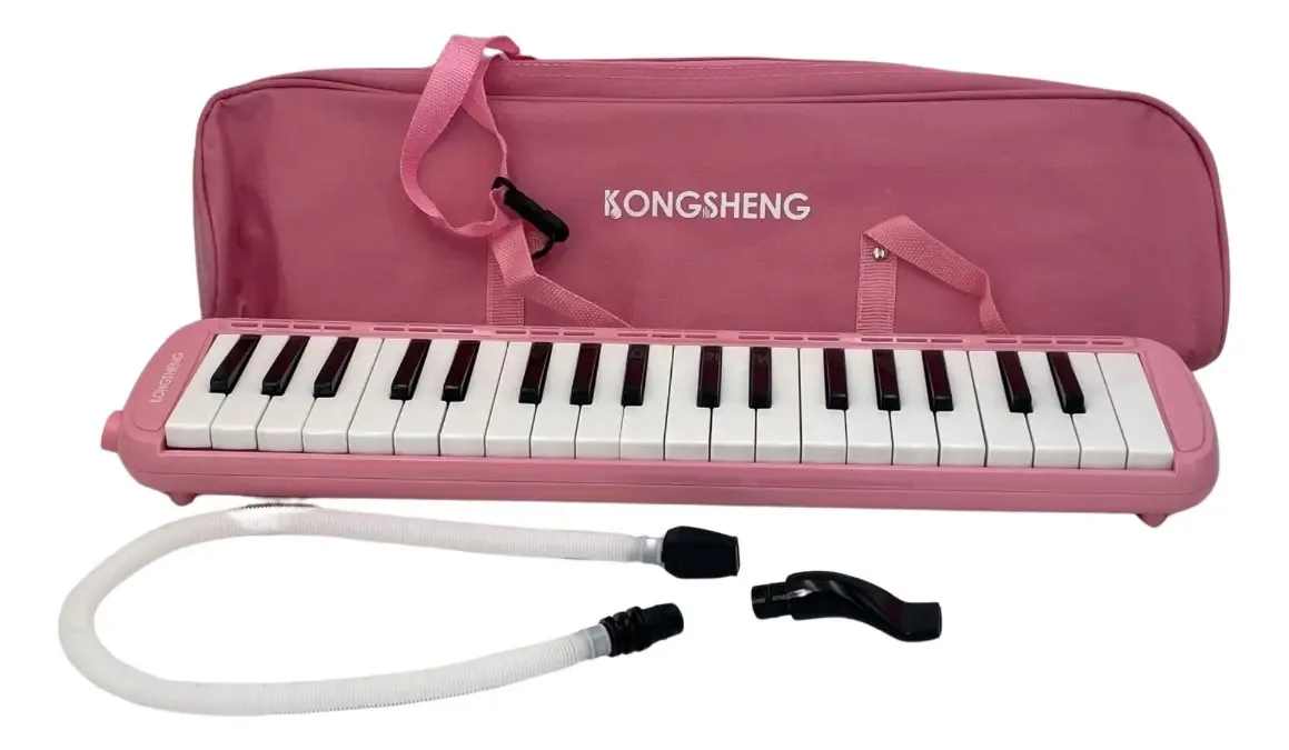 37 Key School Melodica com estojo rosa e acessórios de teclado