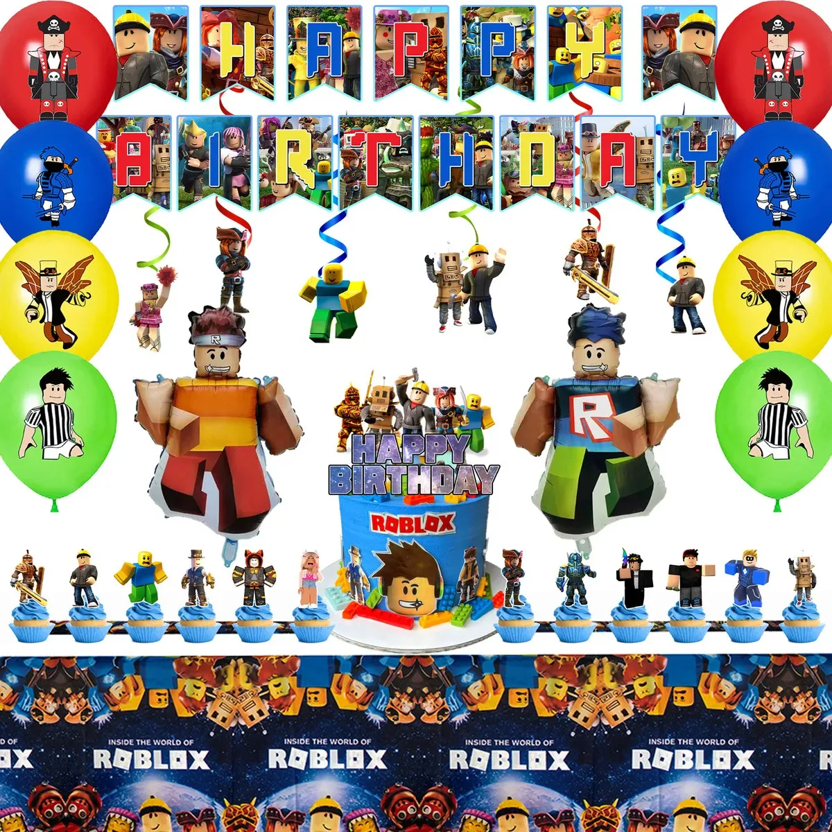 35 decorações de festa de aniversário Roblox, balões