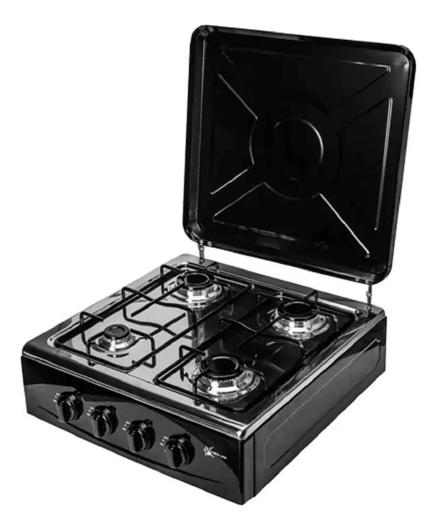 Fogões a gás, bancada de cozinha, fogão a gás, fogão a gás, 4 pratos, cor: preto