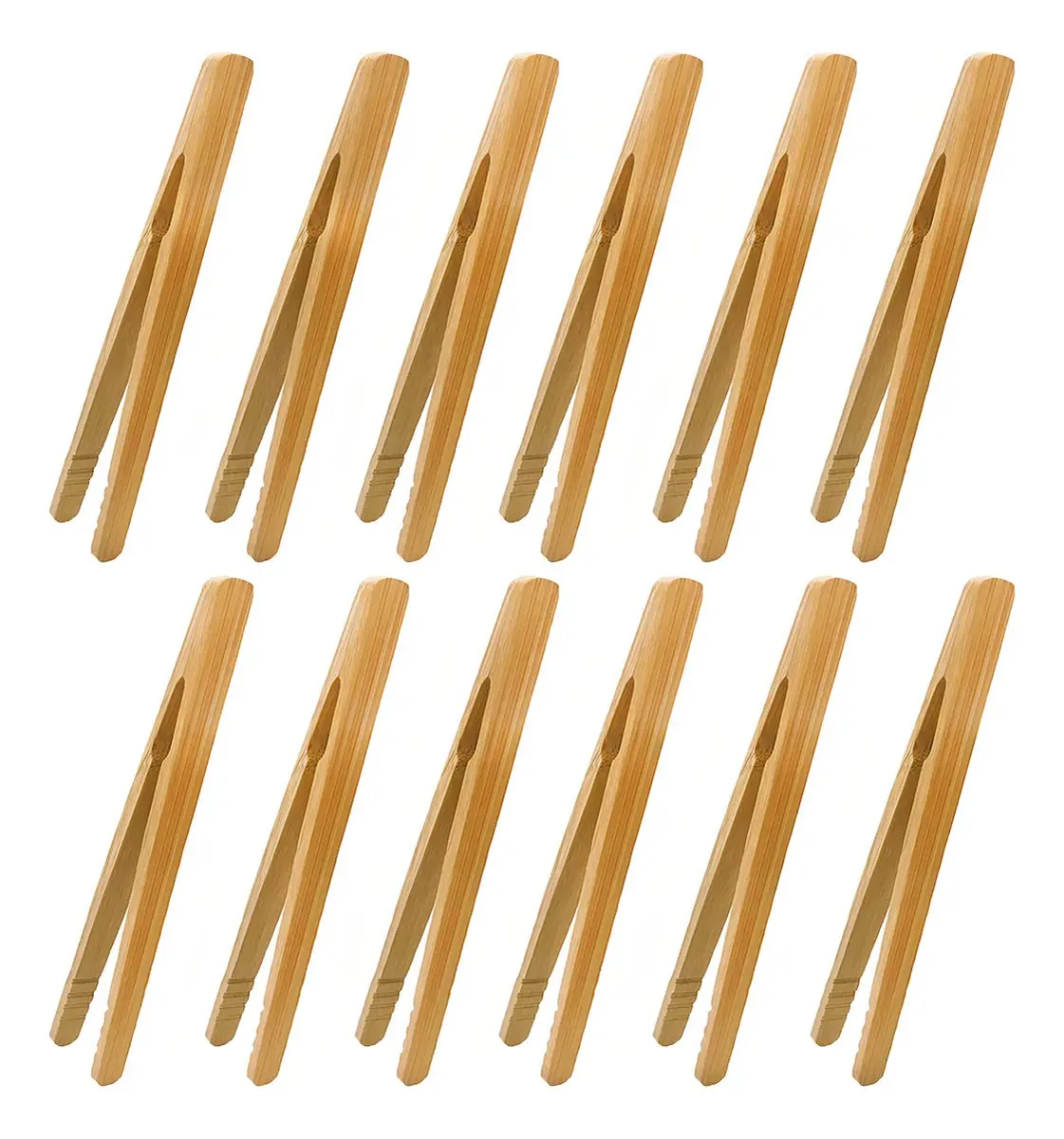 12 pinças de bambu, pinças de bambu reutilizáveis de 7 polegadas