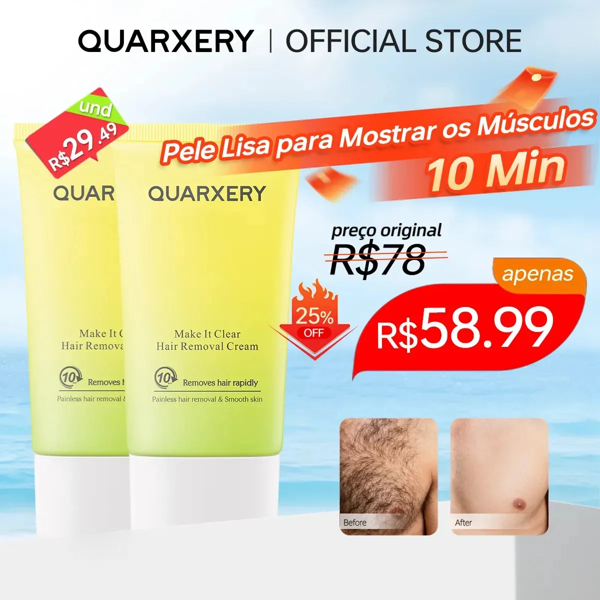Kit 2 Creme Depilatório QUARXERY para Área Sensível - Fórmula Ultra Suave com Babosa e Abacate. Depilação Cuidadosa para Região do Bikini e Virilha. Aplicação em 5-10 Minutos, Minimiza Irritações.