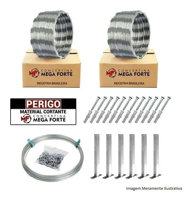Kit Concertina Mega Forte Perimetral Ouriço 20mts 30cm