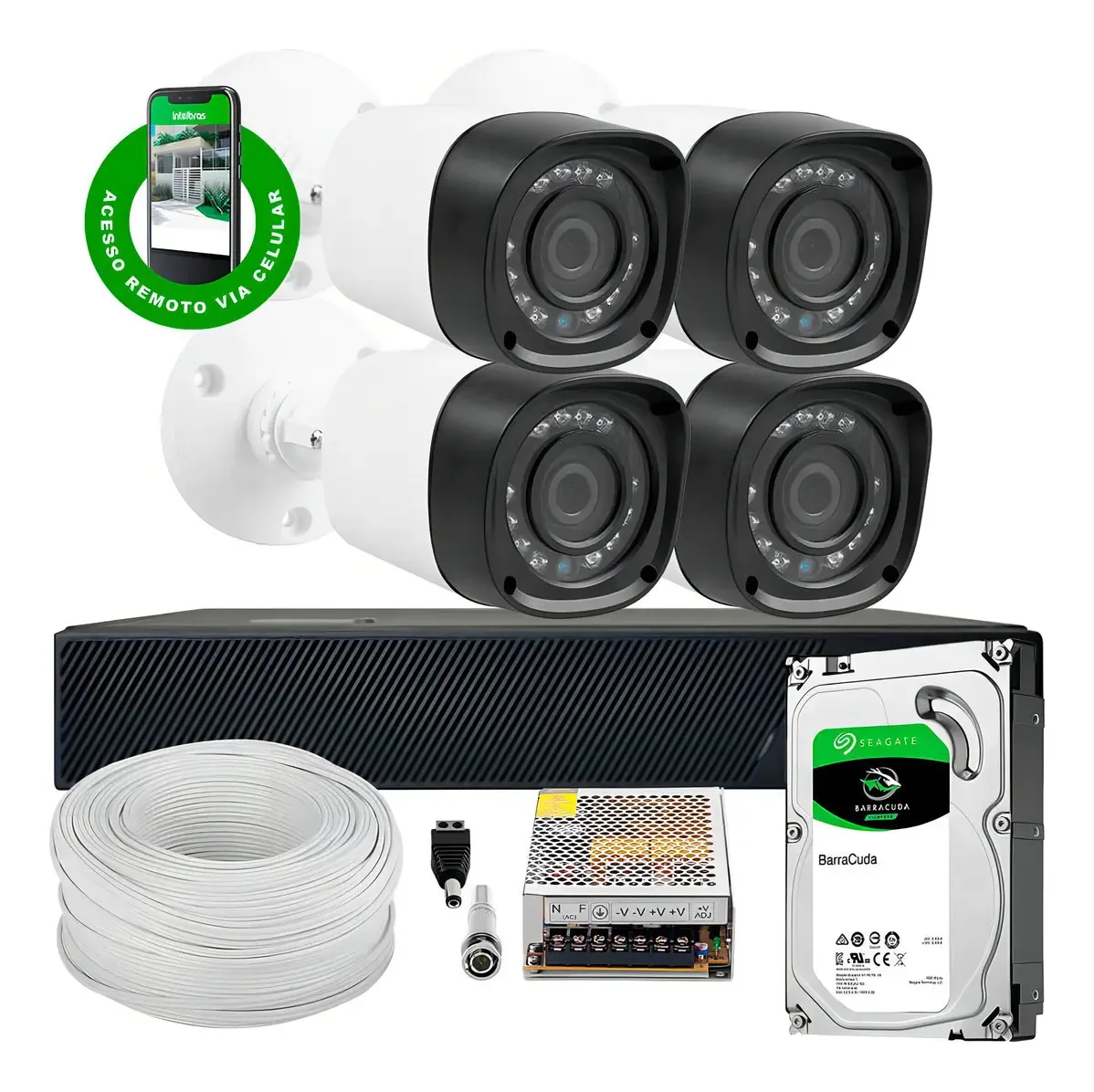 Kit Segurança Casa E Comercio Cam Infra Dvr 8 Ch + Hd 1tb