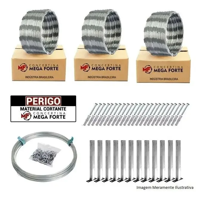 Kit 30 Metros Concertina Mega Forte 30cm 12 Hastes