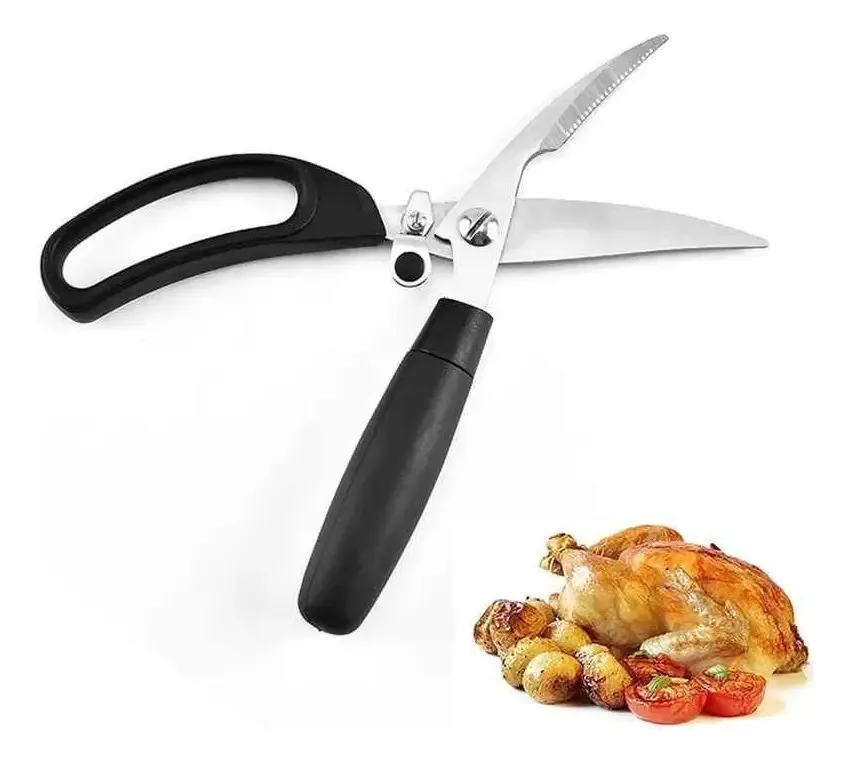 Tesoura para cortar frango, peixe, frutos do mar, churrasco preto