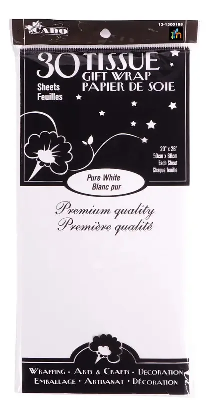 Papel de seda de qualidade premium para artes e ofícios, branco sólido