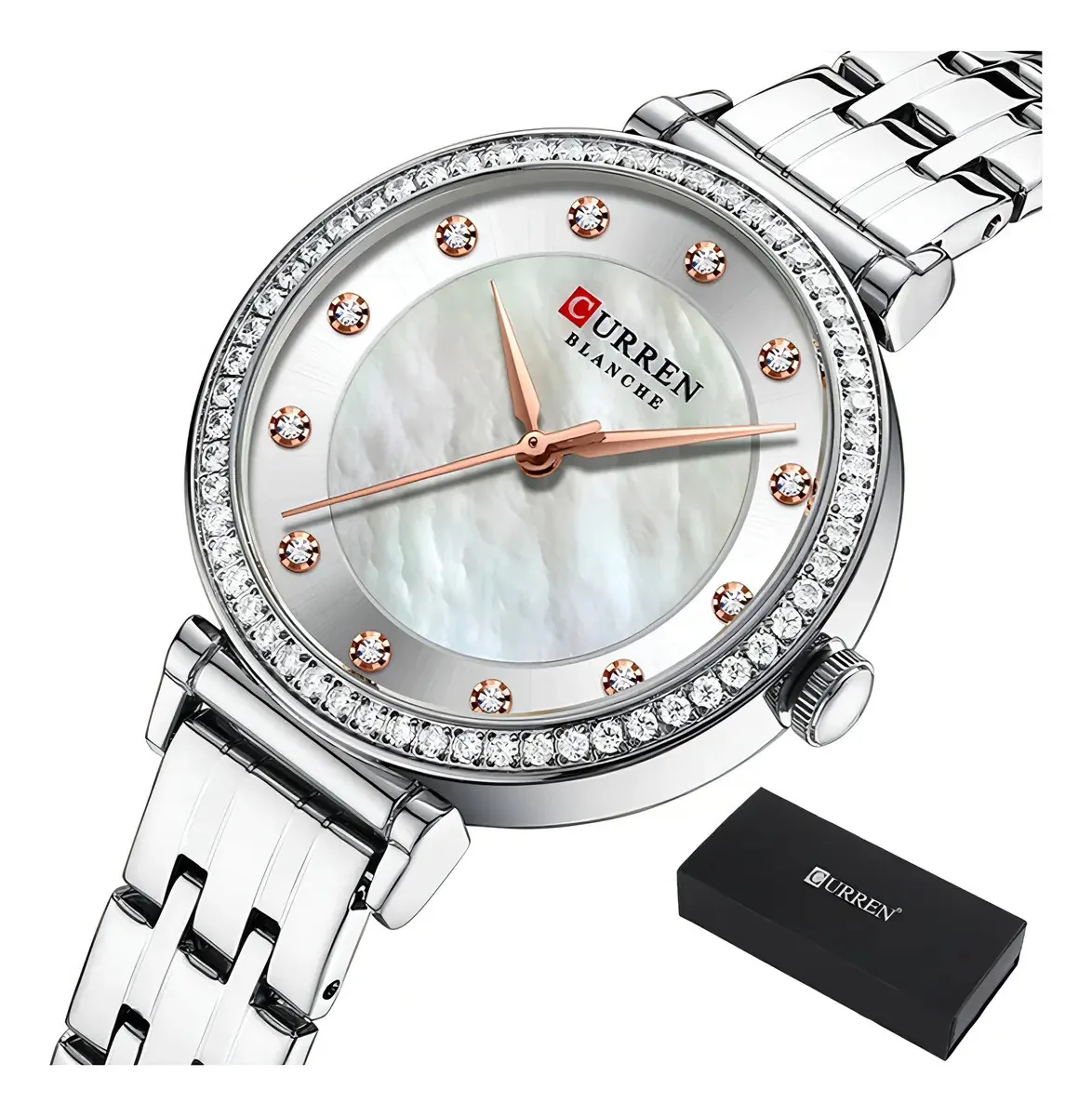 Relógios Femininos Atuais Quartzo Luxo Com Diamante Correia Branco