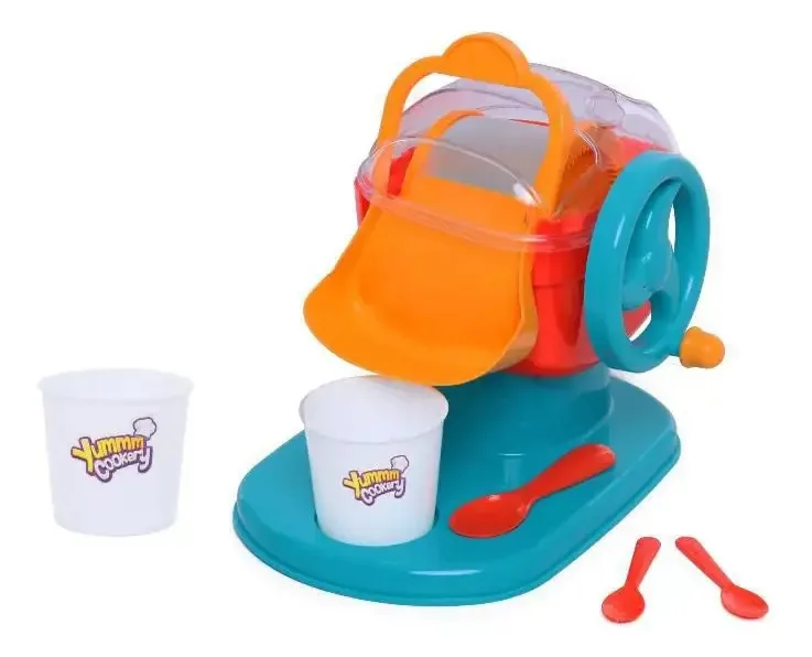 Máquina de brinquedo para fazer sorvete em casa, crianças, cor laranja