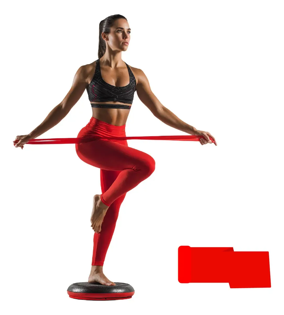 Faixa elástica elástica de 150 cm para reabilitação, ioga, vermelha