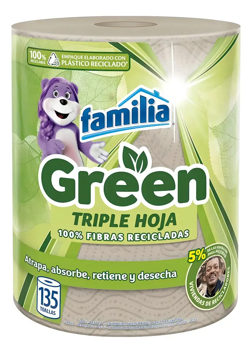 Toalha de cozinha familiar 135 folhas verde natural