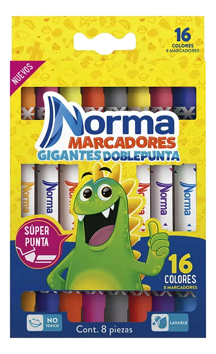 Marcadores de ponto duplo padrão 16 cores, 8 marcadores